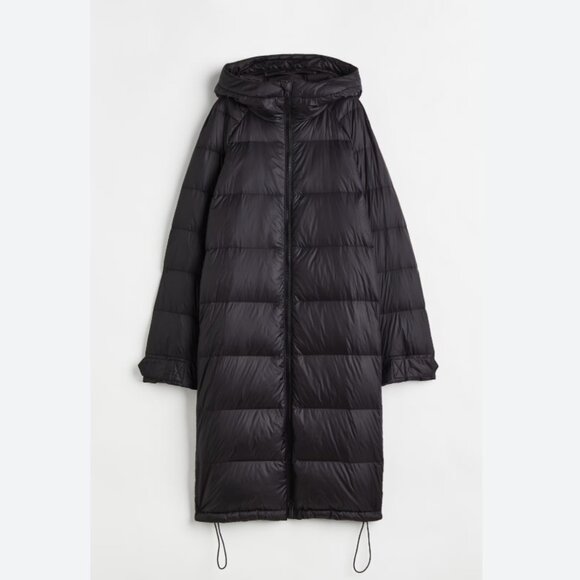 H&M Black Knee Length Down Puffer Jacket Coat Women's 4X $150 - Picture 13 of 13